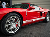 Wet Front Wheel on Red Ford GT