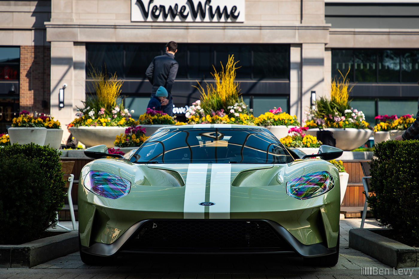 Front of Green Ford GT