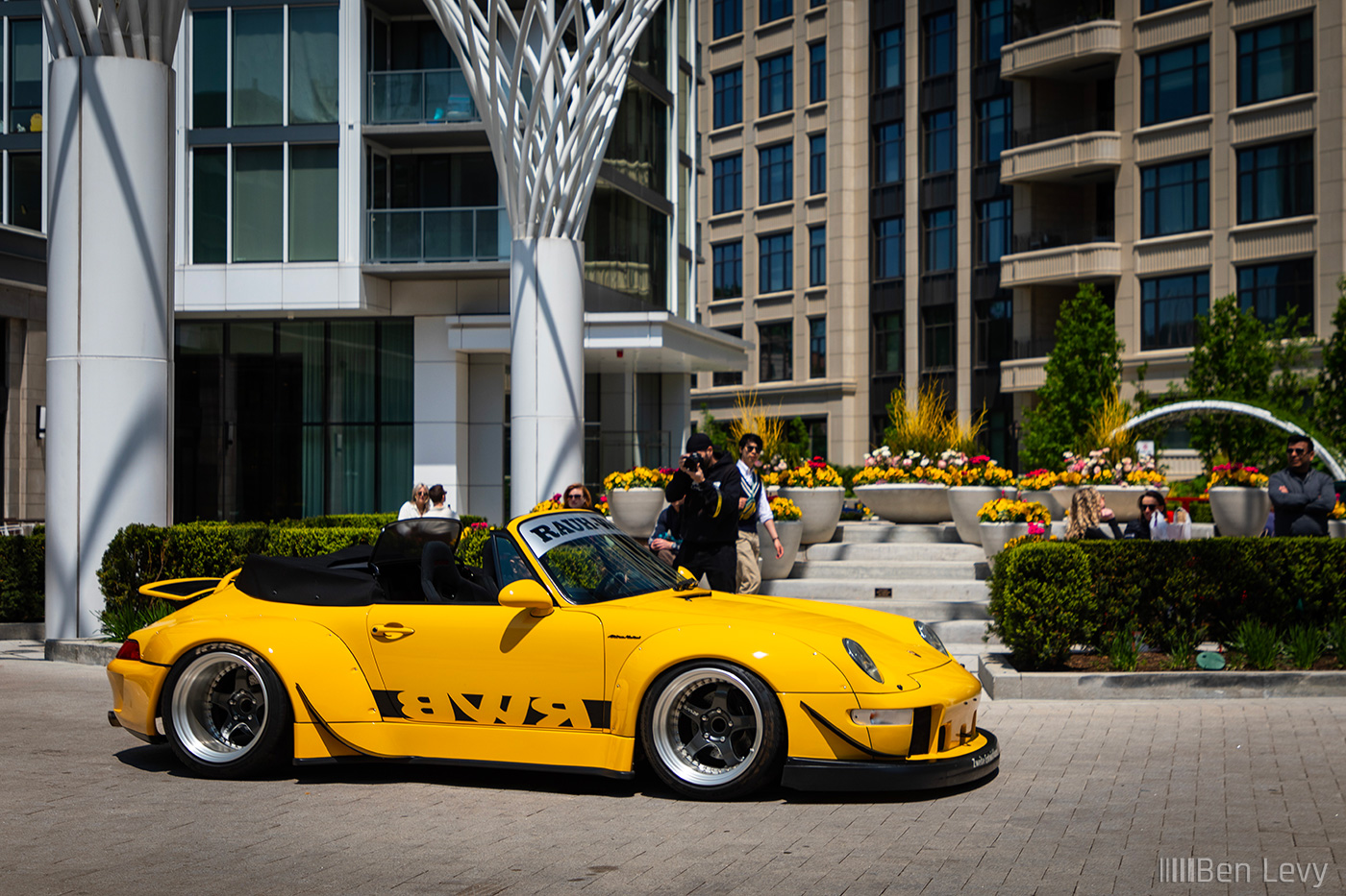 Yellow RWB Porsche 911 Convertible at Lincoln Common in Chicago