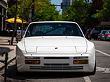 Front of White Porsche 944 Turbo on Lincoln Ave in Chicago