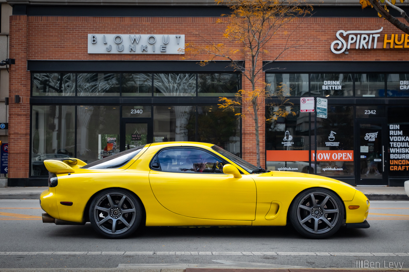 Yellow FD RX-7 on the Street in Chicago