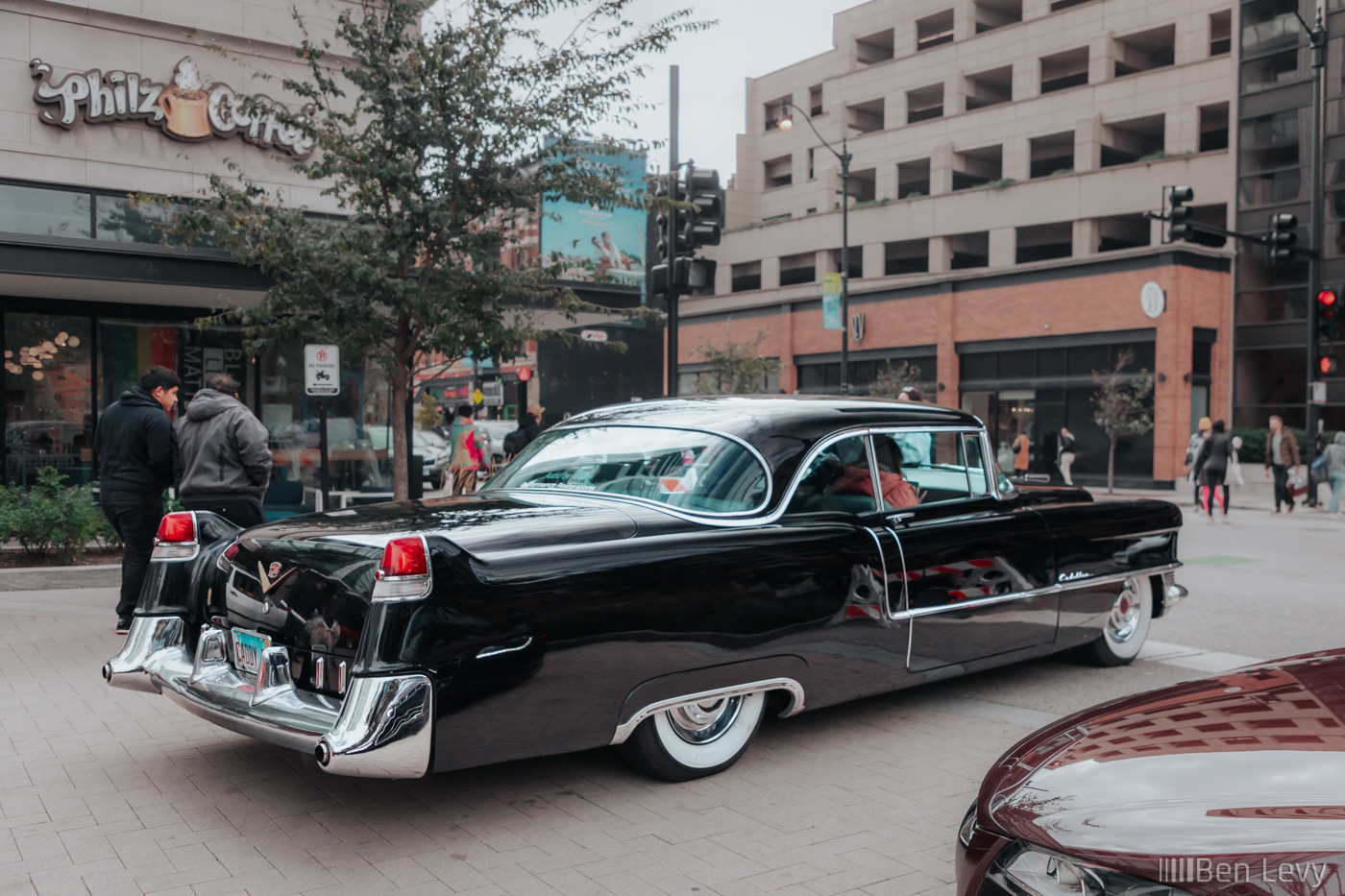 Black '55 Caddy in Lincoln Park in Chicago