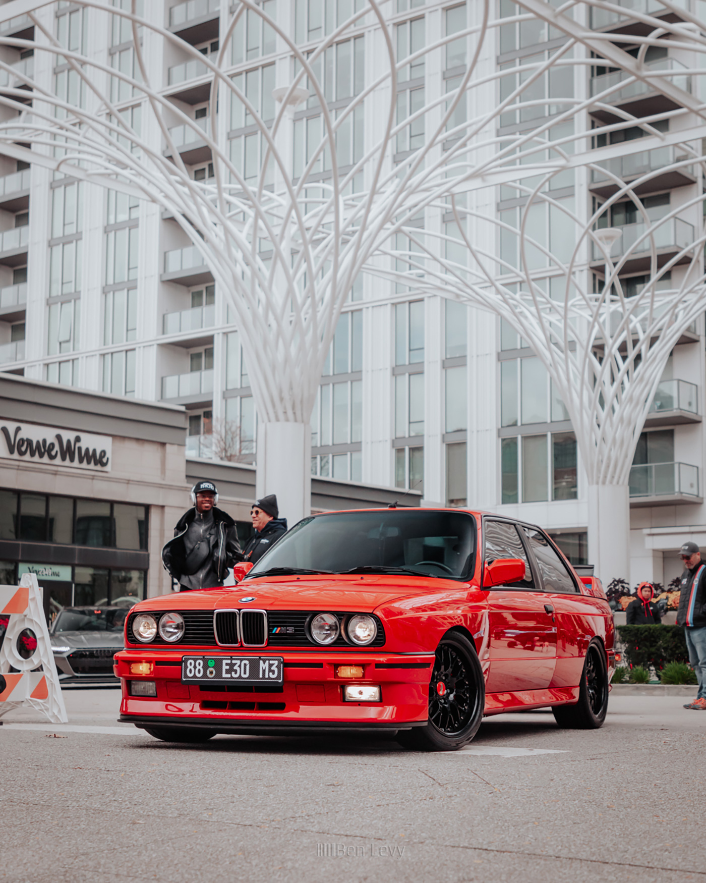 Red E30 BMW M3 at Lincoln Common in Chicago