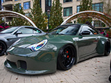 Greem Porsche 911 with Custom Body Kit