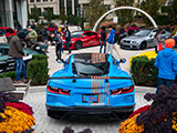 Blue C8 Corvette in the Plaza at Lincoln Common