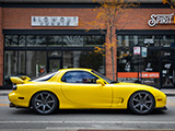 Yellow FD RX-7 on the Street in Chicago