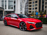 Red Audi RS 6 Wagon at Lincoln Common in Chicago
