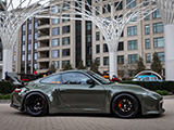 Green Porsche 996 on Black Wheels