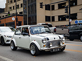 White RHD Mini Cooper in Lincoln Park, Chicago