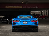 Rear of Blue 2023 C8 Corvette