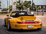 Yellow RWB Porsche with Ducktail Spoiler