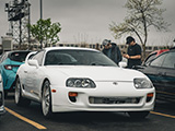 White MK4 Supra at Morning Car Meet in Chicago Suburbs