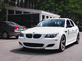 White E60 BMW M5 at Cars and Coffee