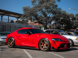 Red Toyota Supra at Cars & Coffee Oak Park