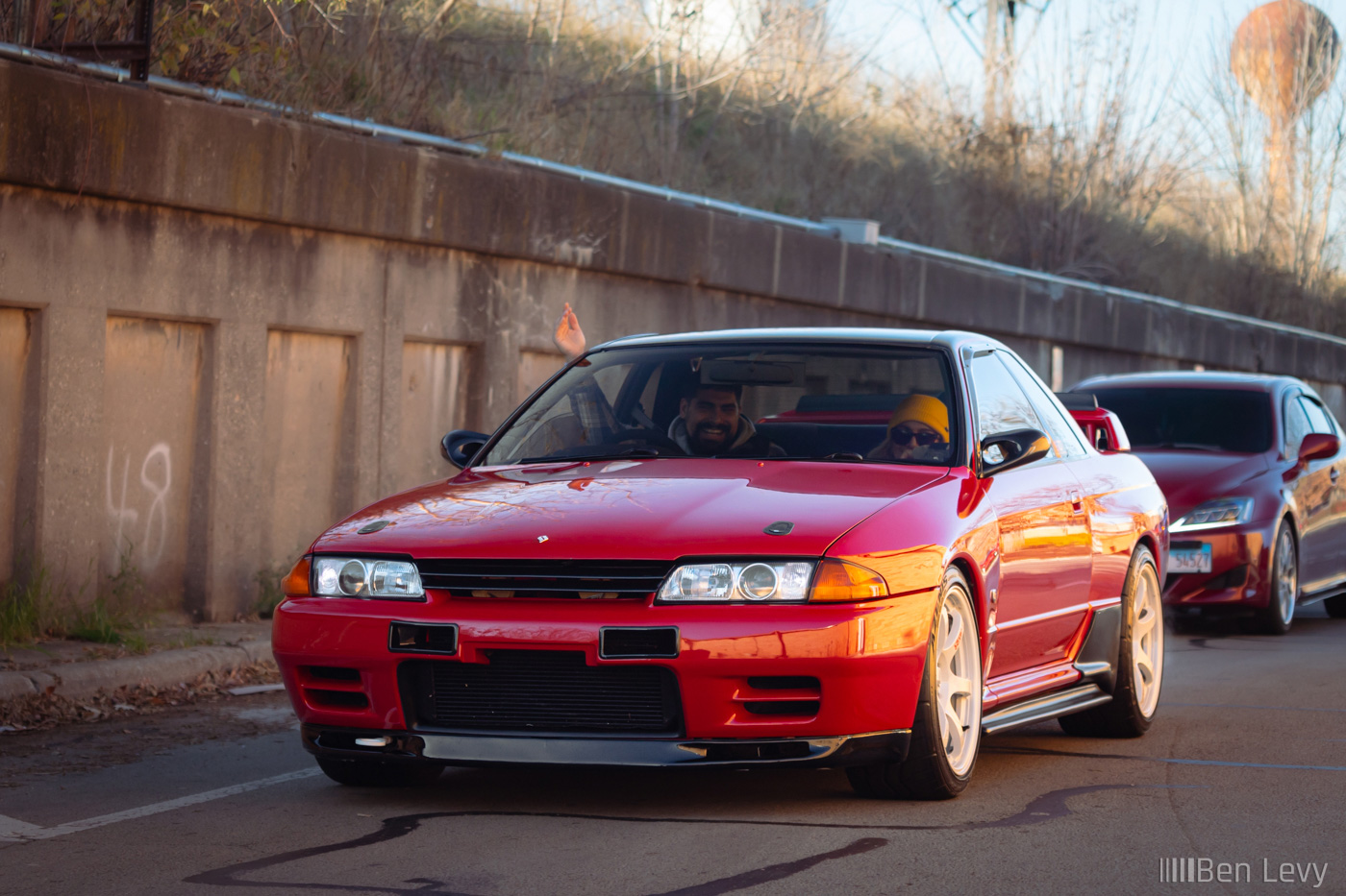 Red Nissan Skyline GT-R on Thanksgiving Day Drive