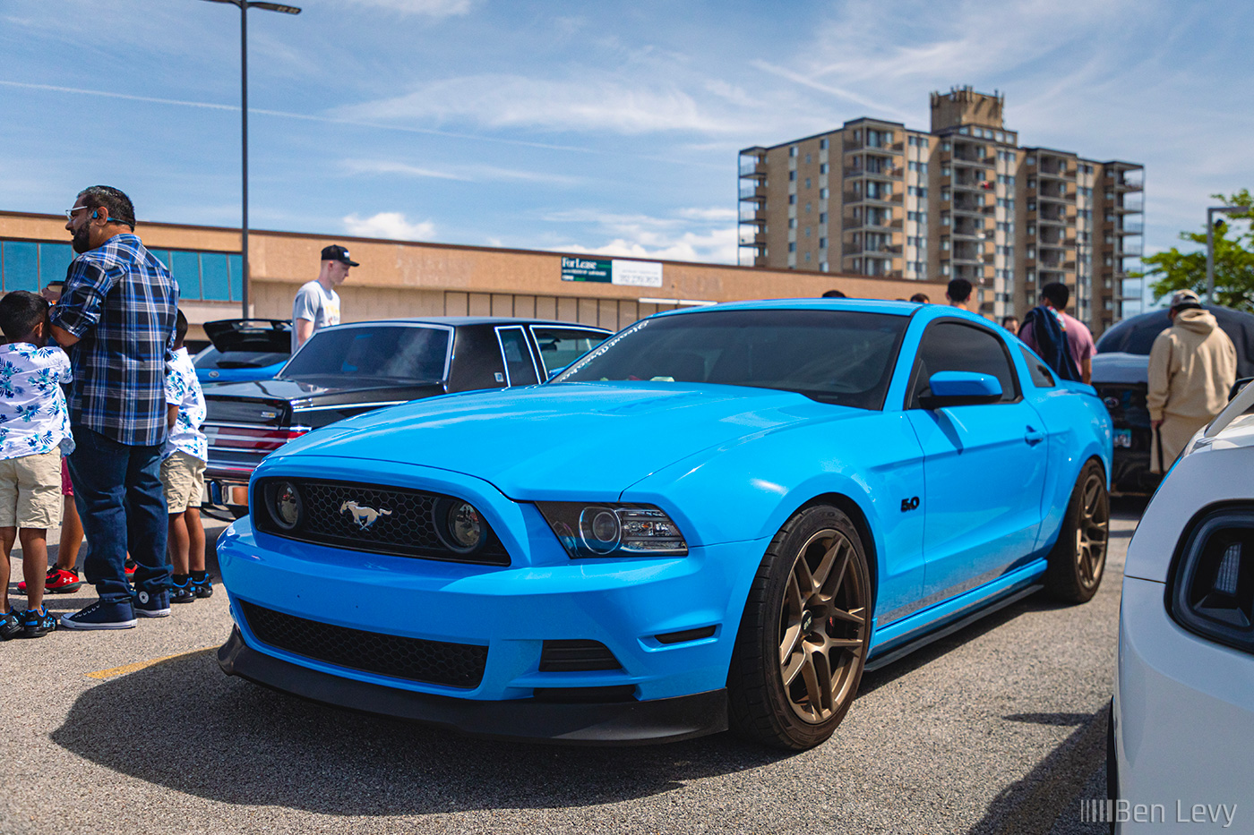Blue Ford Mustang GT on Bronze Wheels