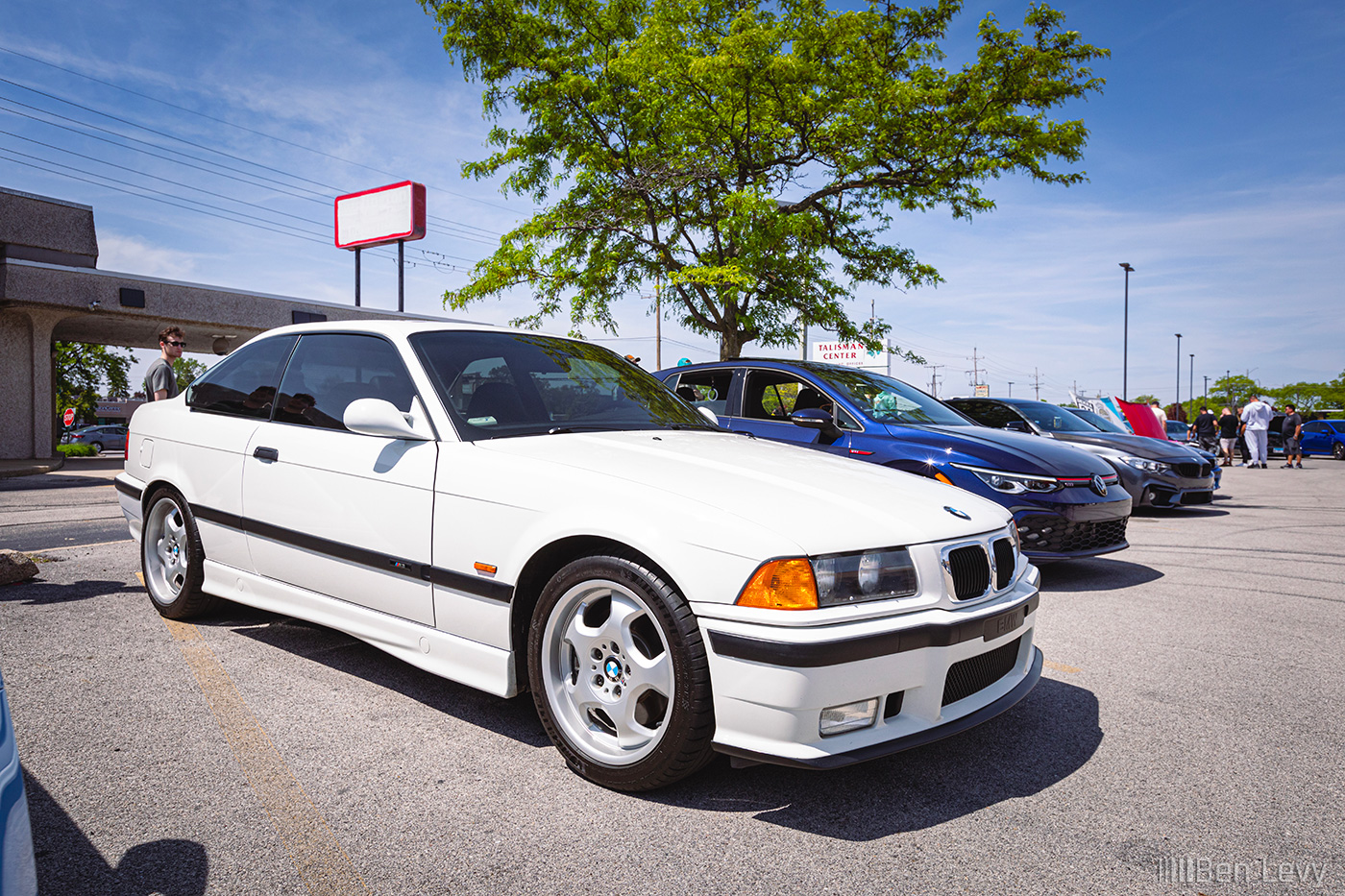 White E36 BMW M3 at Cars & Coffee at Premier Lounge