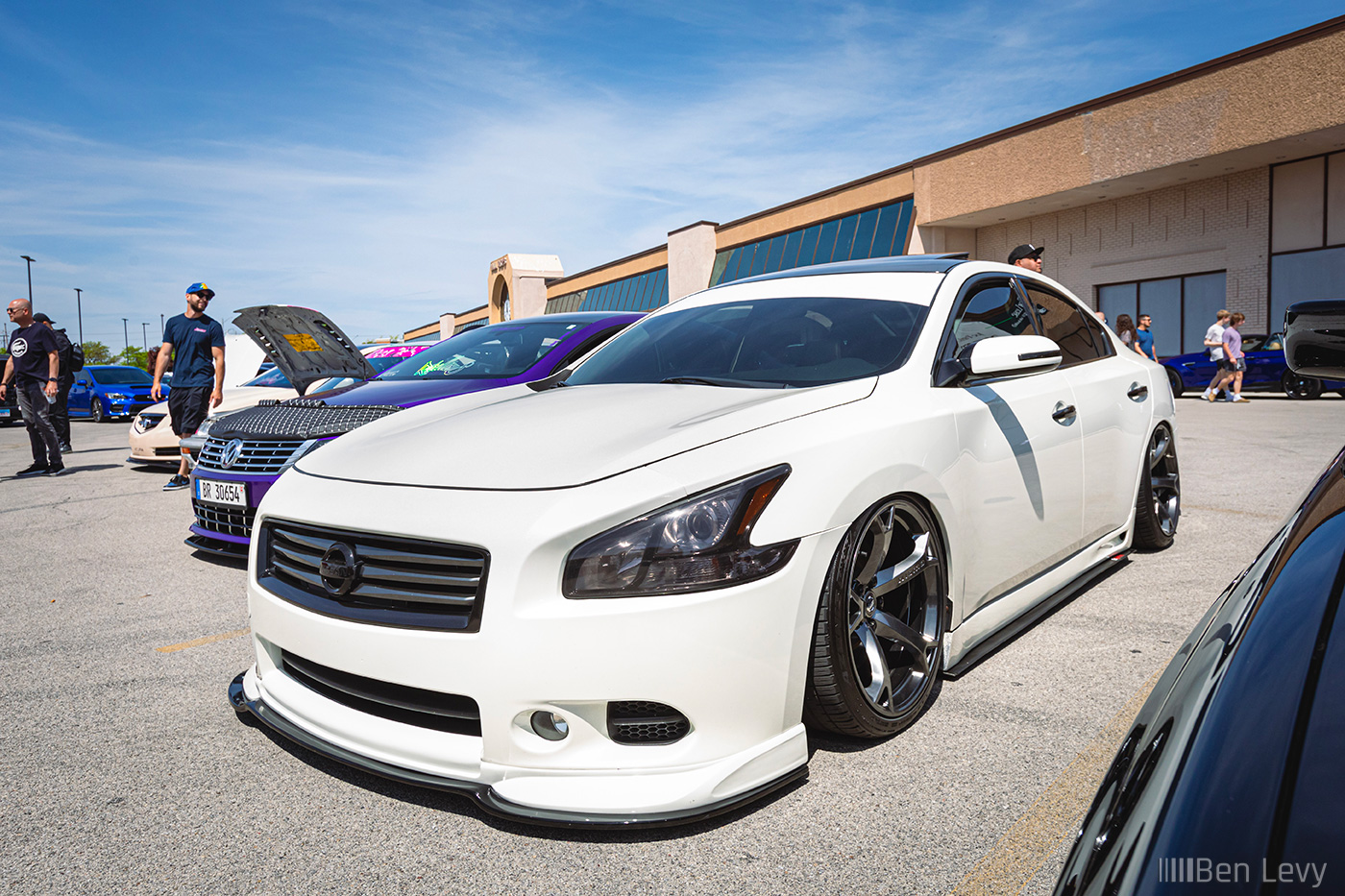 White Nissan Maxima at Cars and Coffee in Glenview
