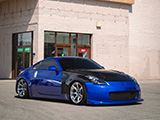Blue Nissan 350Z with CF Fenders