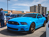 Blue Ford Mustang GT on Bronze Wheels