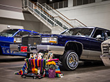 Front of Blue Lowrider Caddy