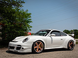 White Porsche 911 with Widebody Kit