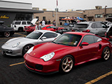 Cayman and 911 Turbo at Cars and Coffee in Chicago