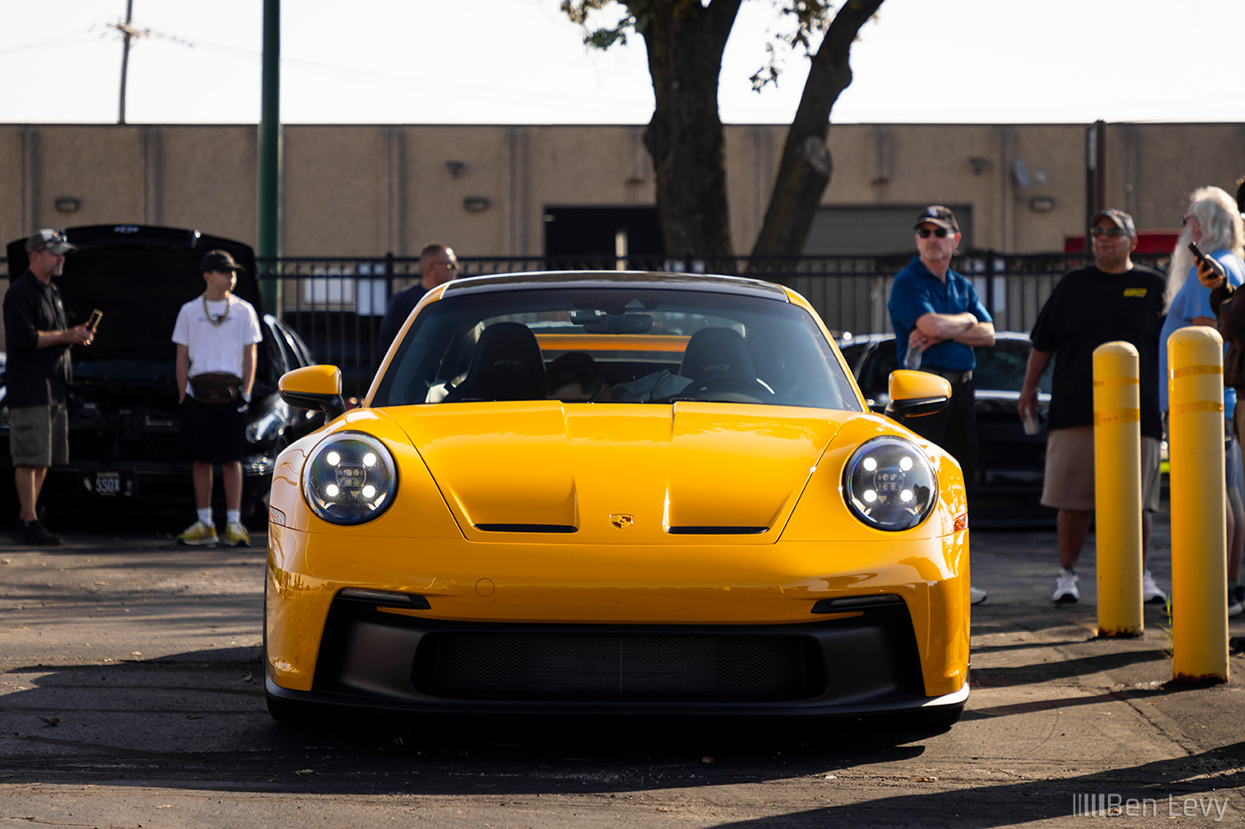 Front of Signal Yellow 911 GT3 at Car Meet in Chicago