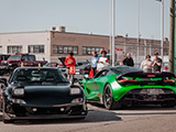 Mazda RX-7 and McLaren 720S at a Chicago Cars and Coffee