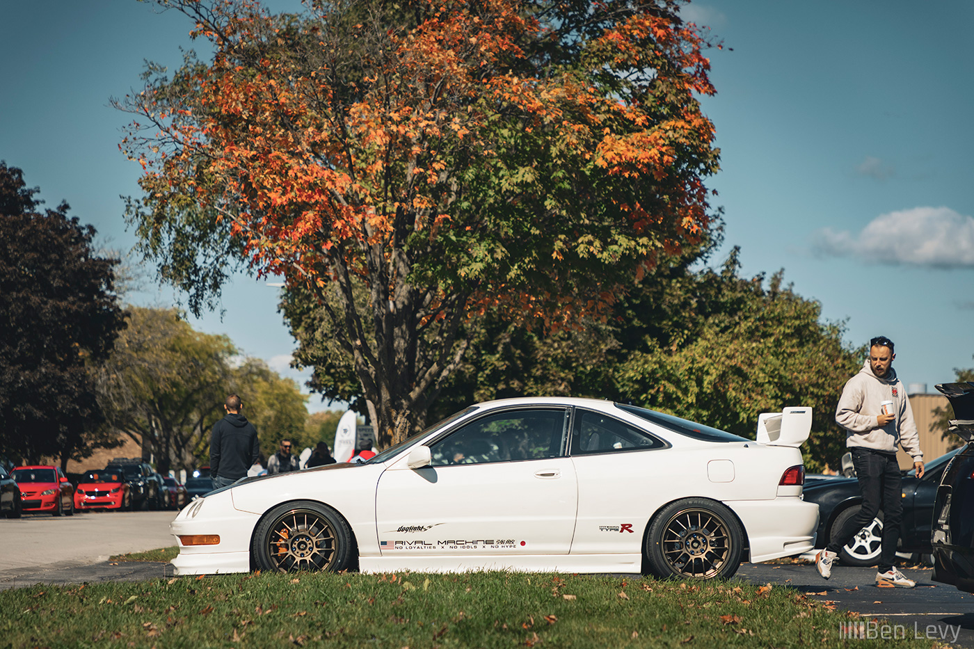 Side of a White Integra Type-R on a Fall Day