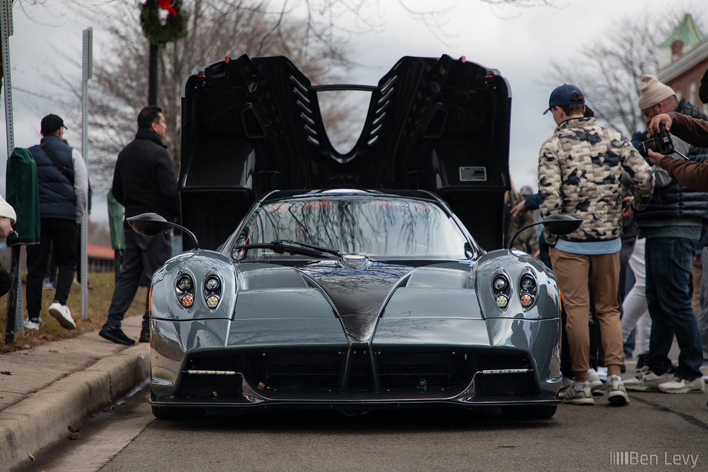 Front of Grey Pagani Huayra in Hinsdale