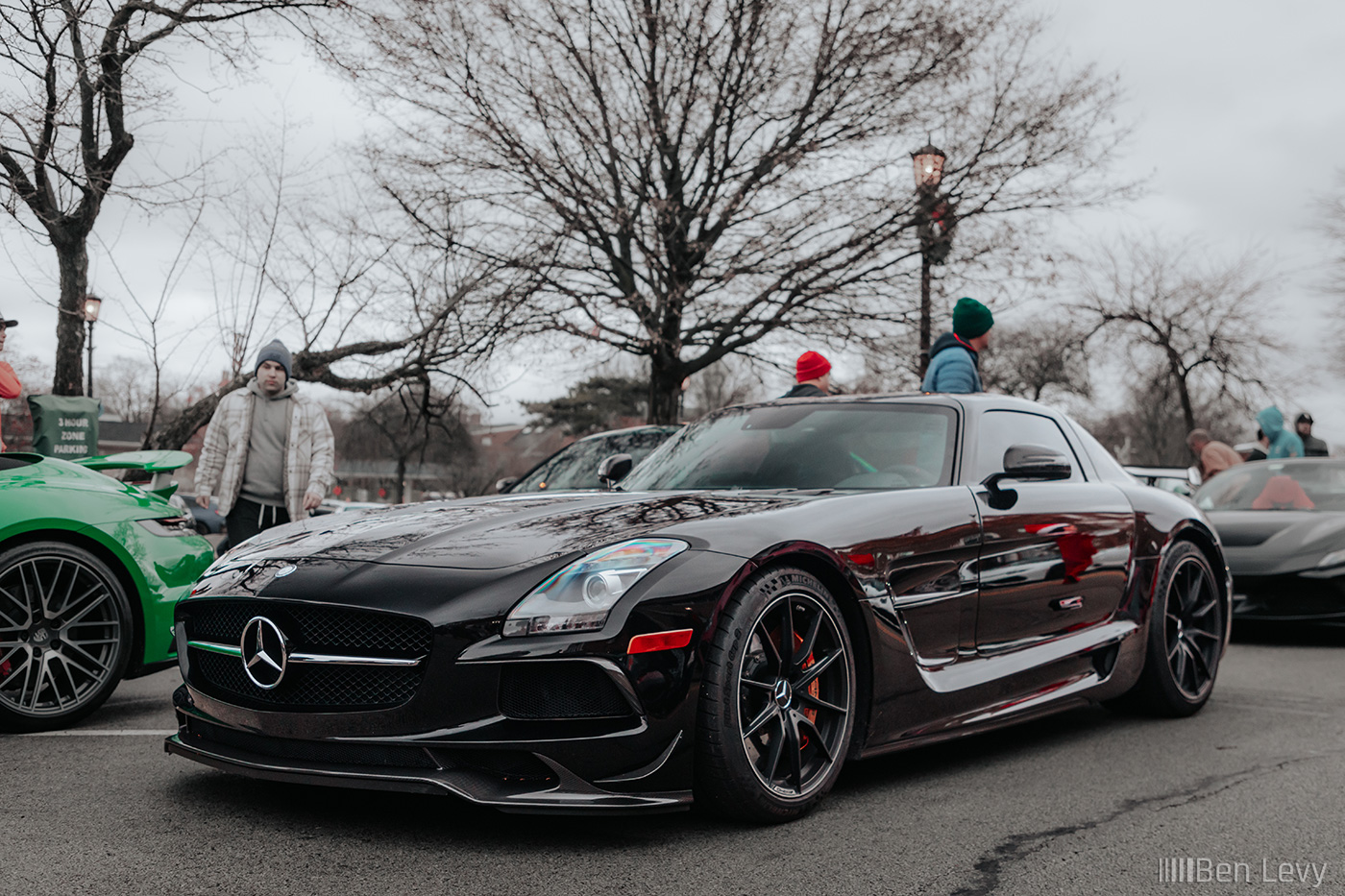 Black Mercedes-Benz SLS AMG Black Series at Toy Drive in Hinsdale