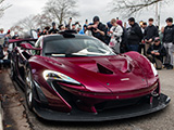 Burgundy McLaren P1 GT at Toy Drive in Hinsdale