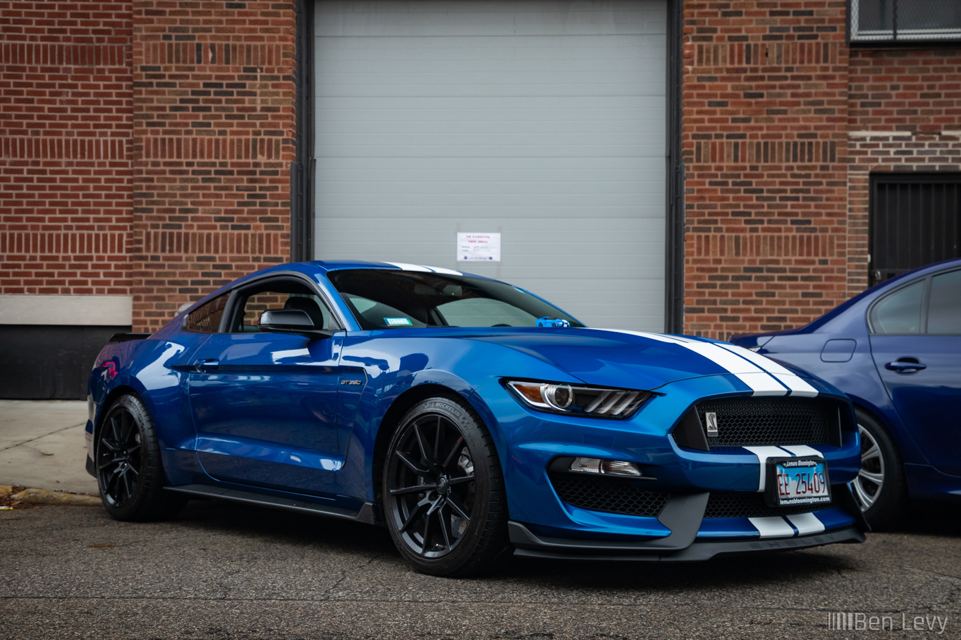 Blue Ford Mustang GT350 with White Stripes in Chicago
