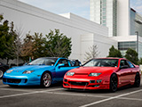 Blue and Red Nissan 300ZXs in Schaumburg for Tuner Evolution