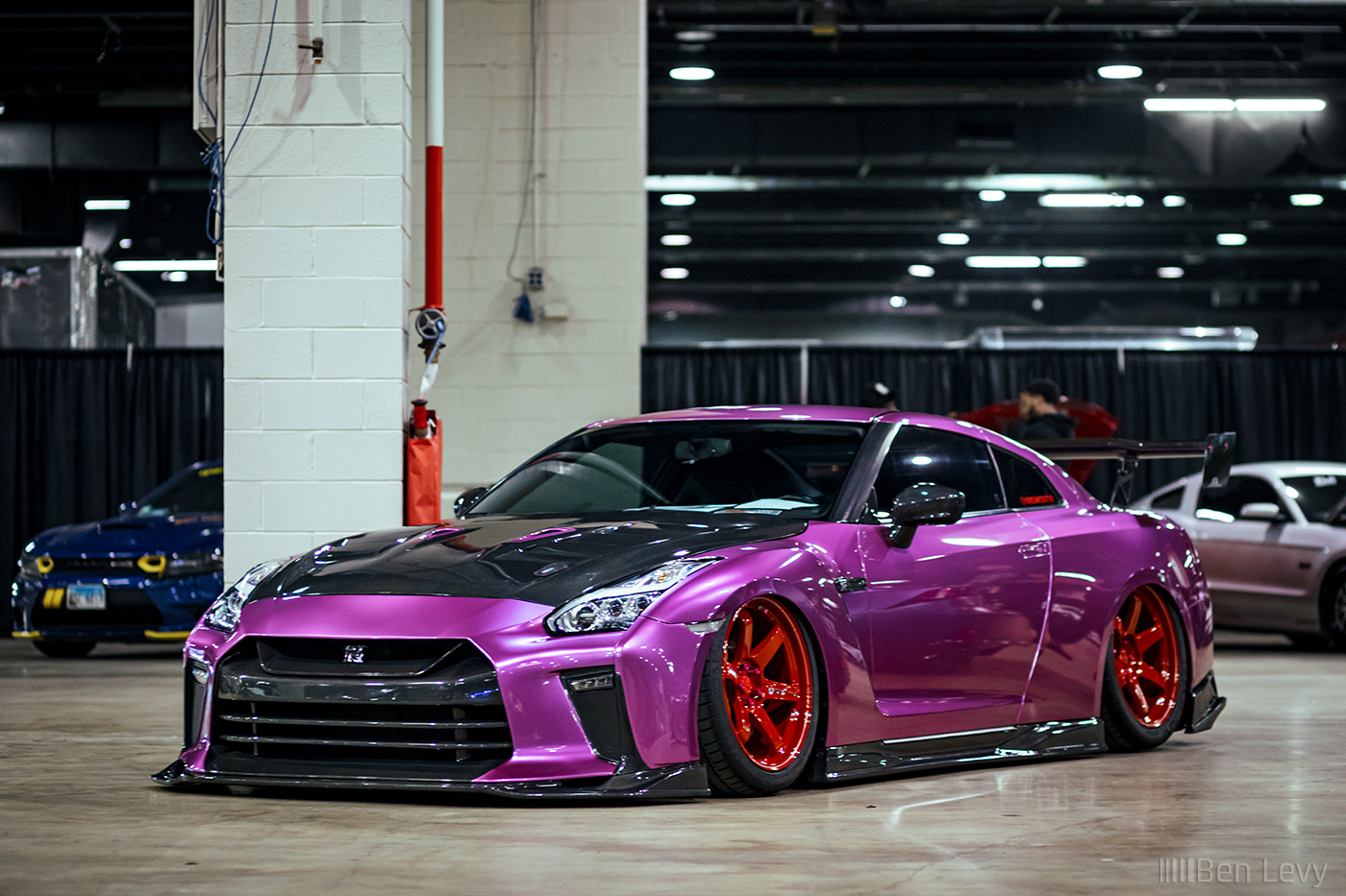 Bagged R35 GT-R with Purple Wrap