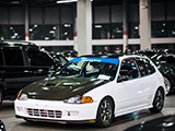 White EG Honda Civic Hathcback at Tuner Galleria