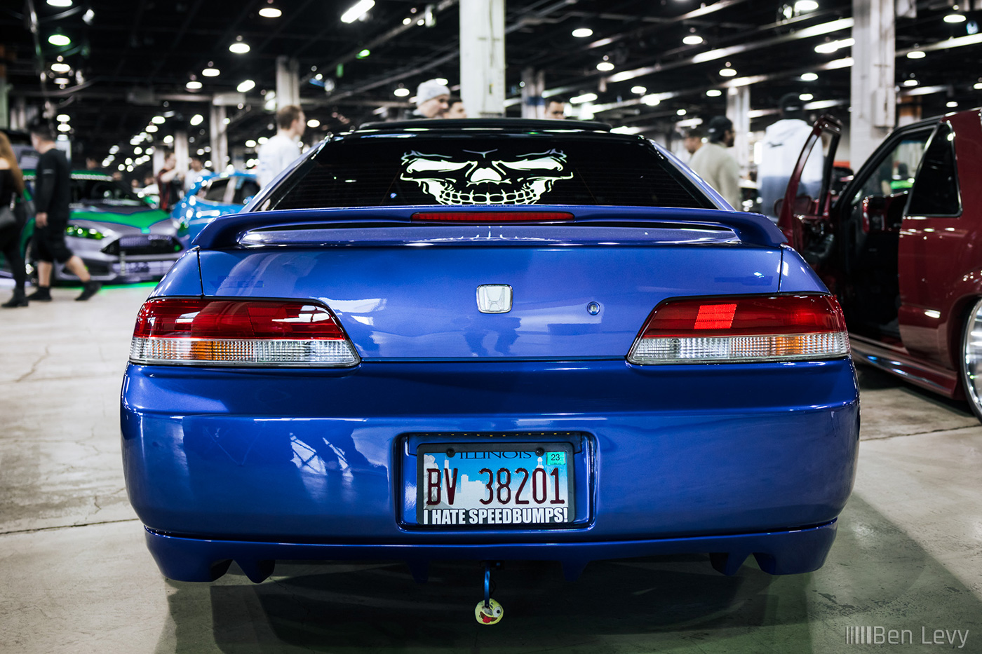 Tail Lights of Blue Honda Prelude