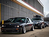 Black E30 BMW heading to the Tuner Galleria car show