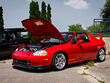Red Honda del Sol at the Chicago USDM Super Meet