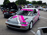 Grey EF Honda Civic with White and Pink Wrap