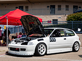 White EG Honda Civic Hatchback at Chicago USDM Super Meet
