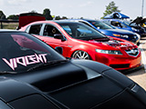 Violent Windshield Banner on Black Acura NSX