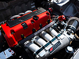 Red Valve Cover of Civic with K20 Swap