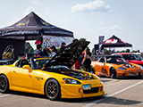 Yellow and Orange Honda S2000s