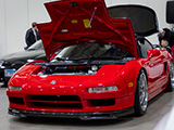 Red Acura NSX with the Hood Open