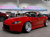 Red Honda S2000 at the Oberk Car Care booth at Wekfest