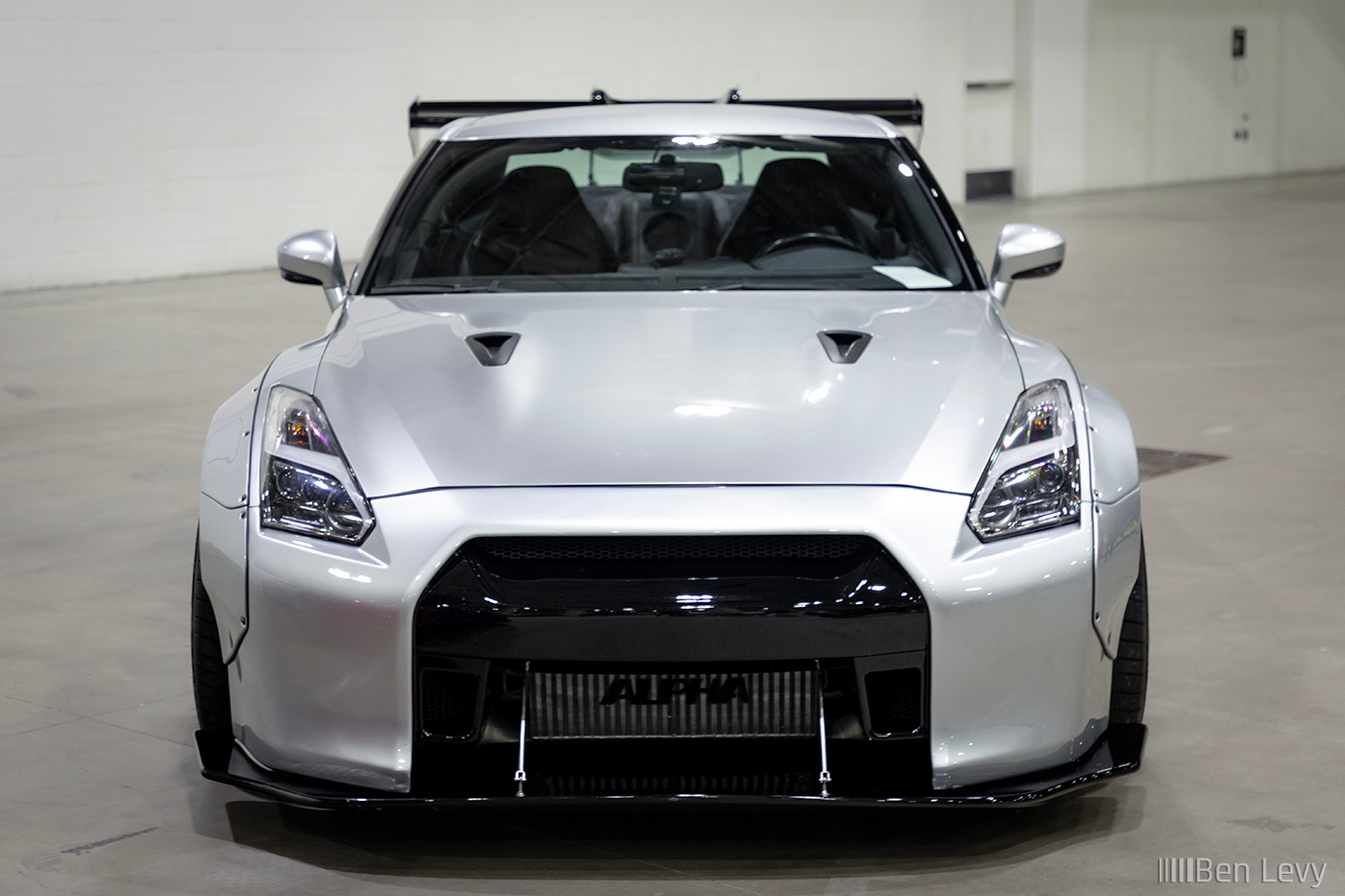 Front of Silver Nissan GT-R at Wekfest Chicago in 2023