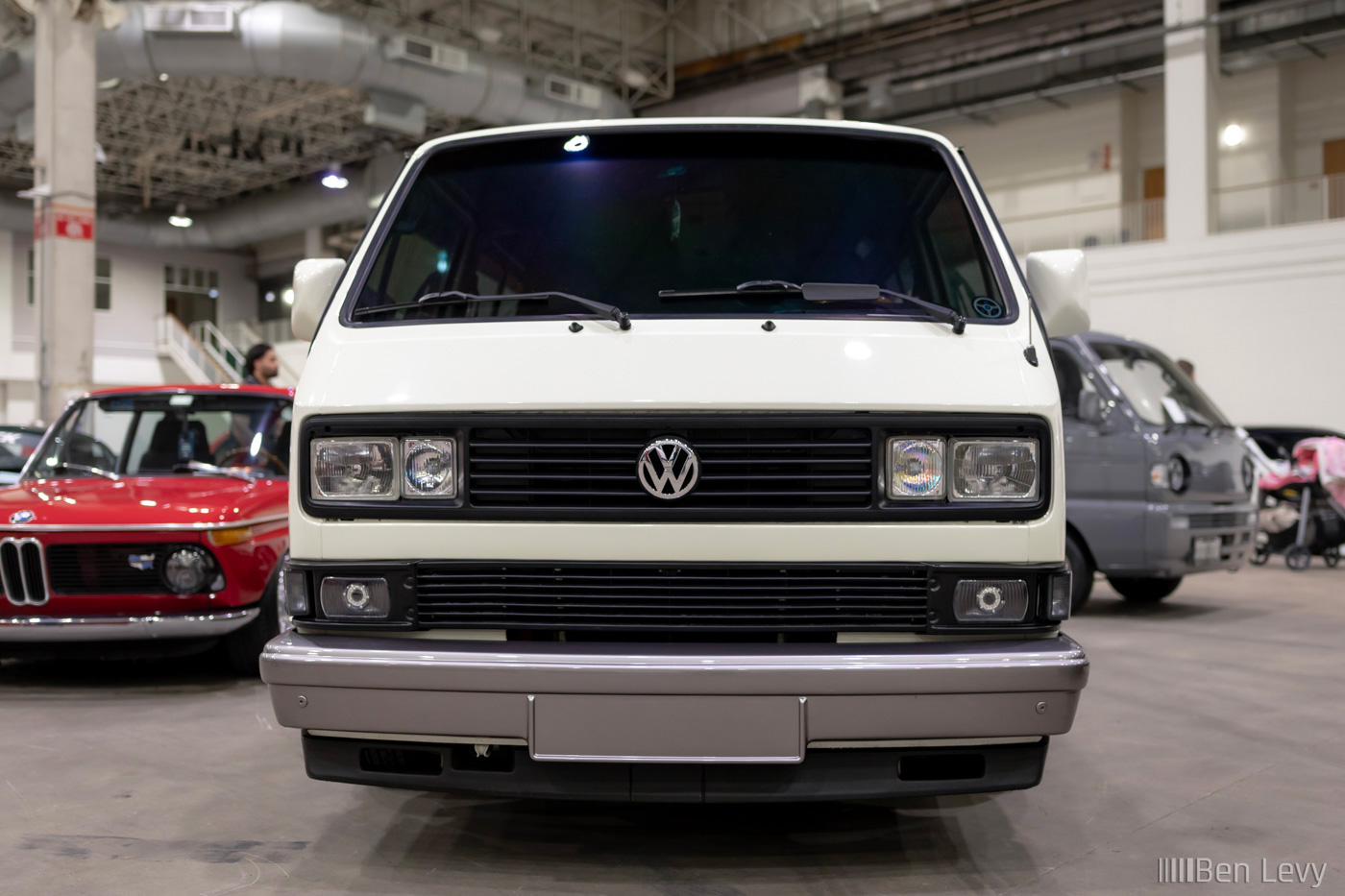 Front of White Volkswagen Vanagon