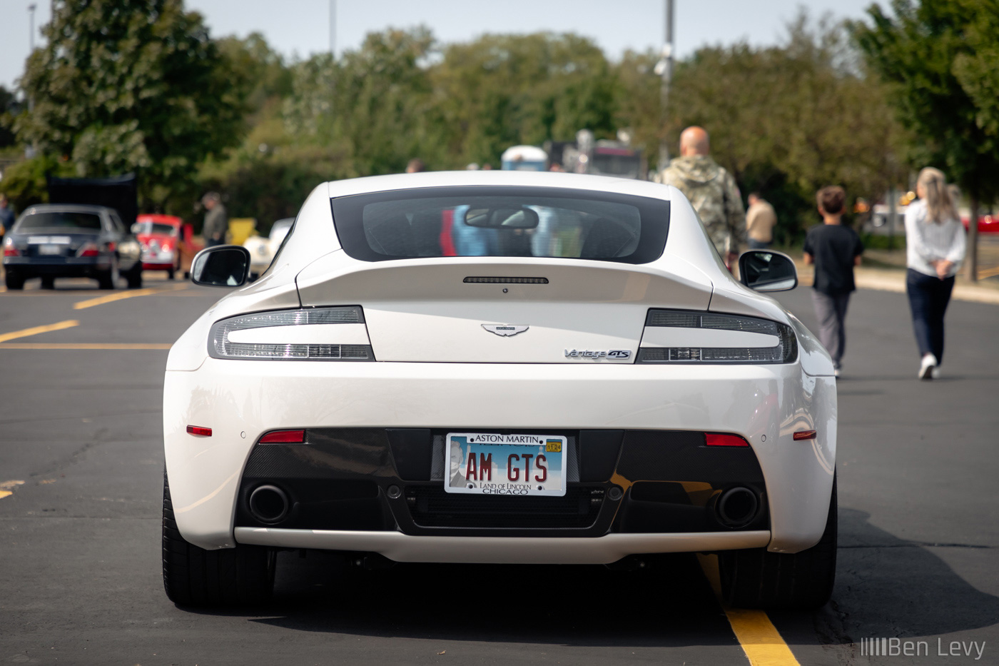 Rear of White Aston Martin GTS